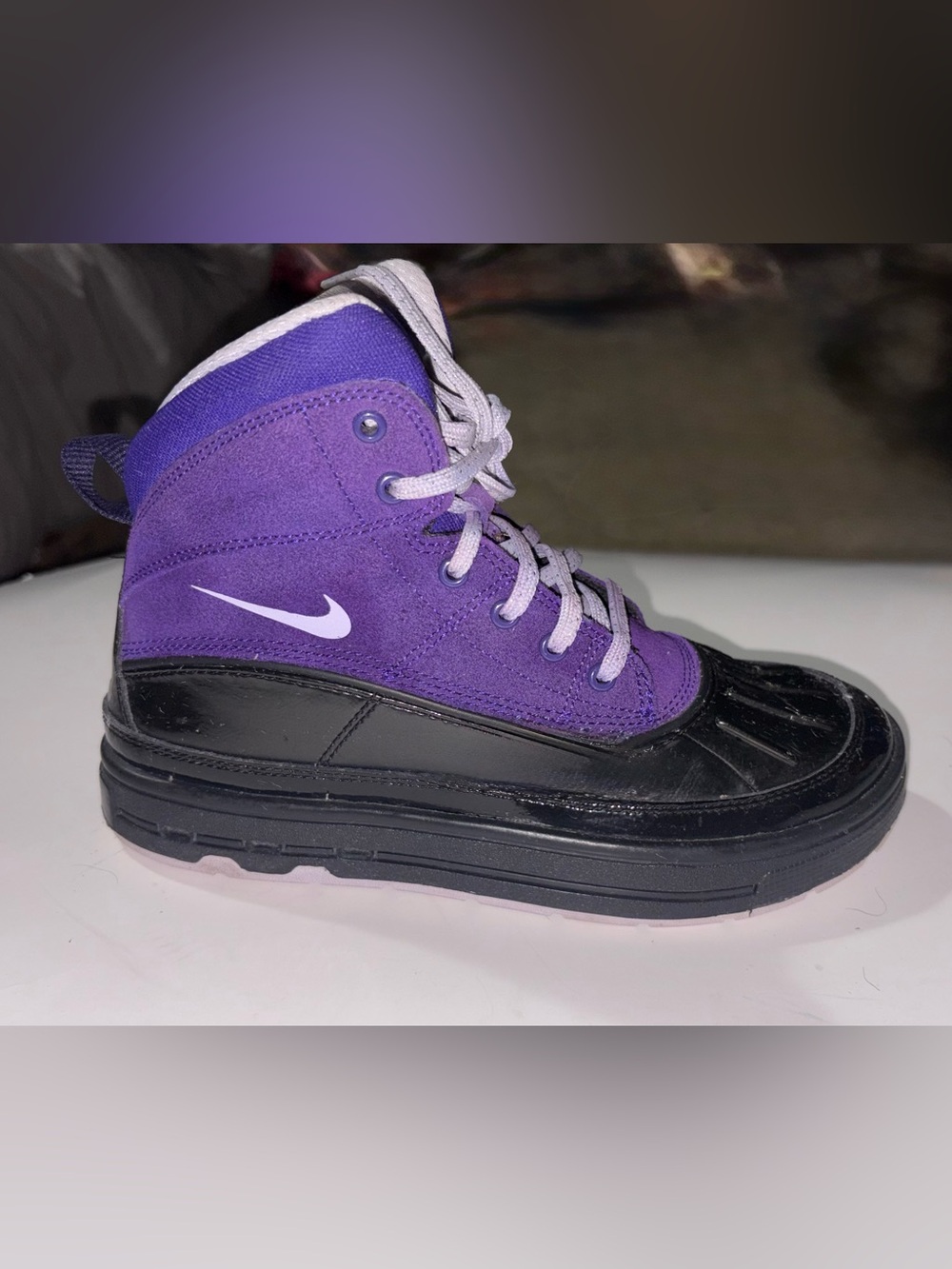 Nike ACG Woodside 2 High Duck Boots Imperial Purple Black Girls 4.5Y Waterproof